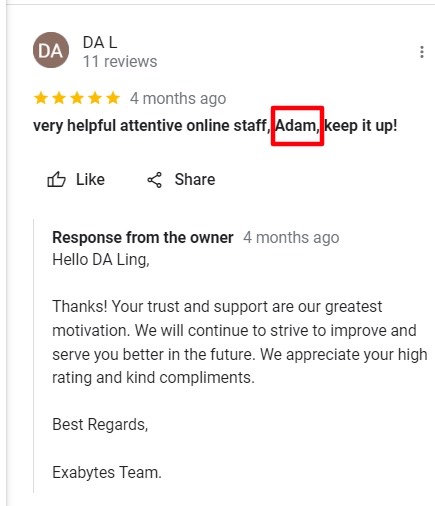 Customer review 1